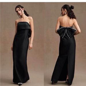 Sachin + Babi Black Strapless Gown with Bow Detail